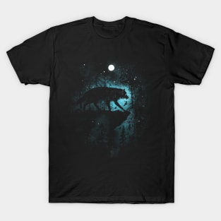 King Wolf - Night Winter Moon Landscape T-Shirt